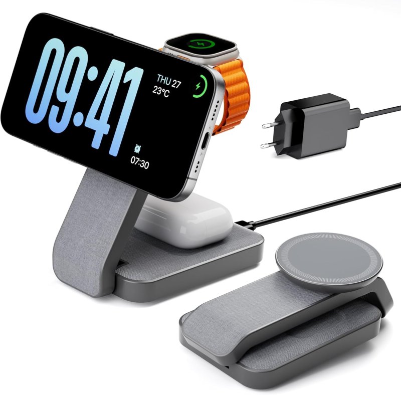 MagSafe 3-in-1 Dock – 15 W Stand + Watch Schnellladung